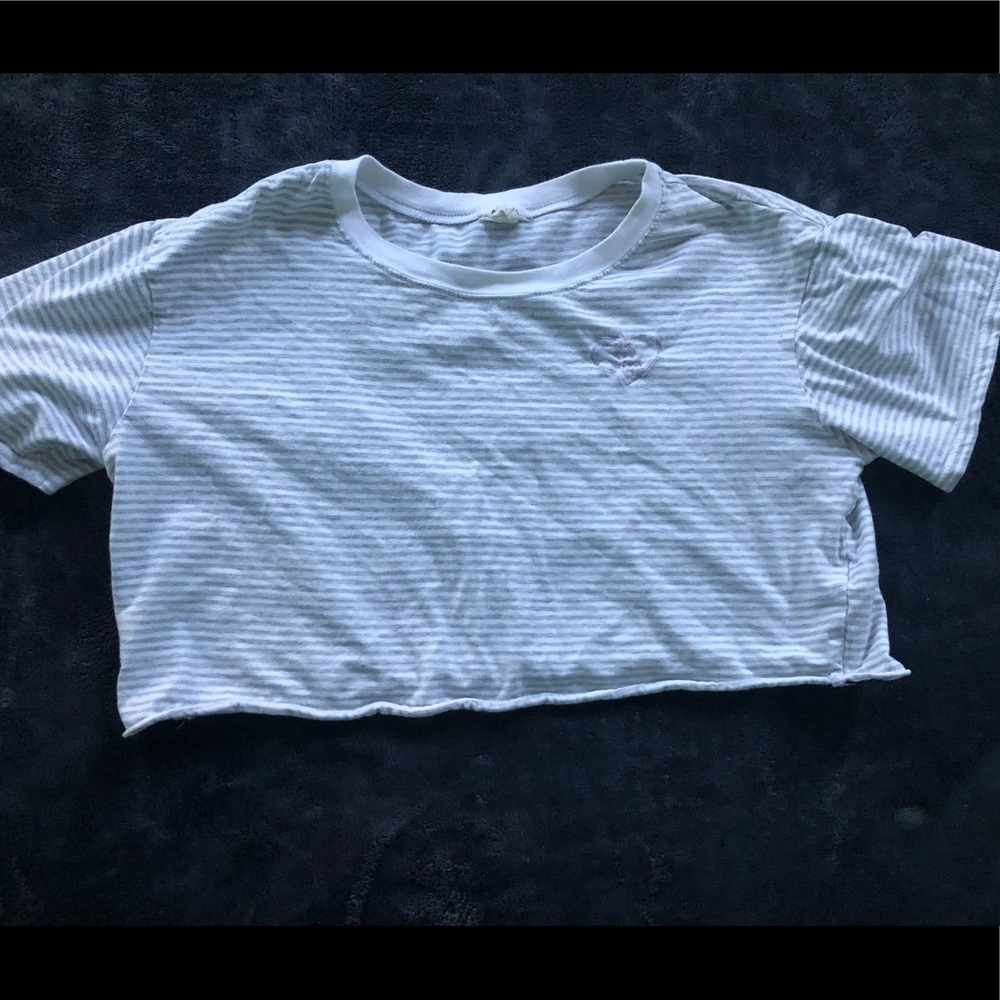 Garage, White and Grey Striped Crop Top. Size: S. Prices Negotiable.
